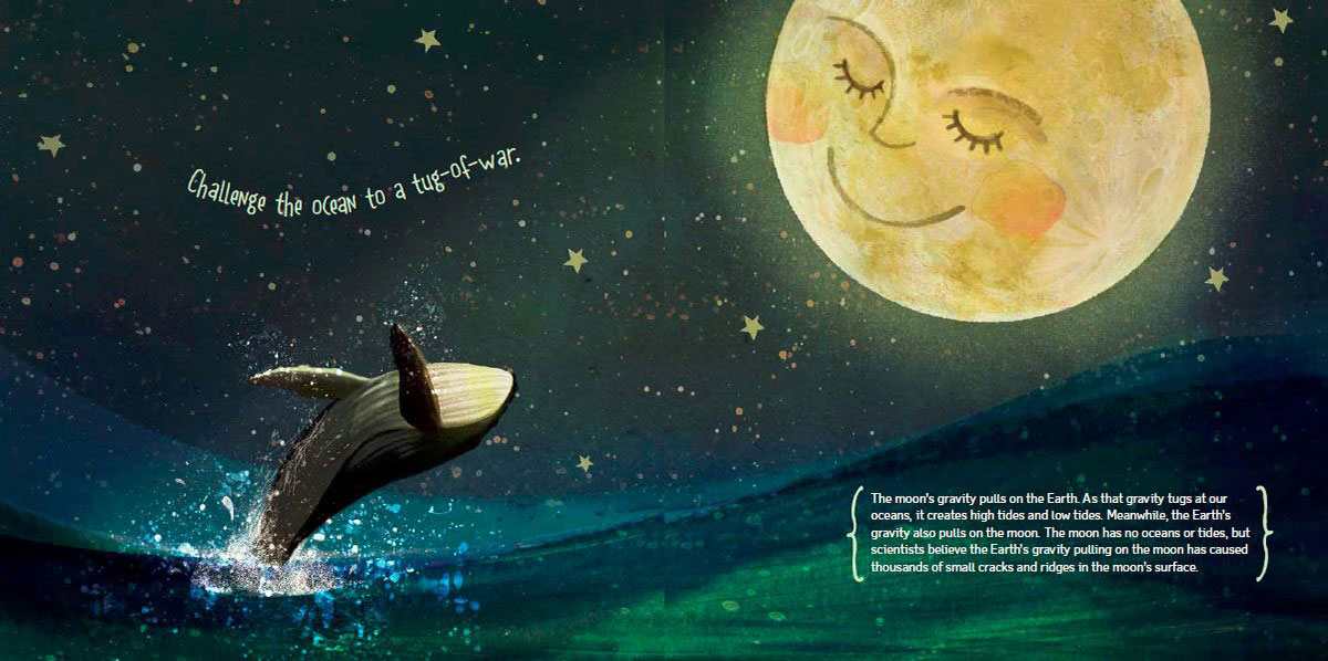 Illustrated page spread from If You Were the Moon