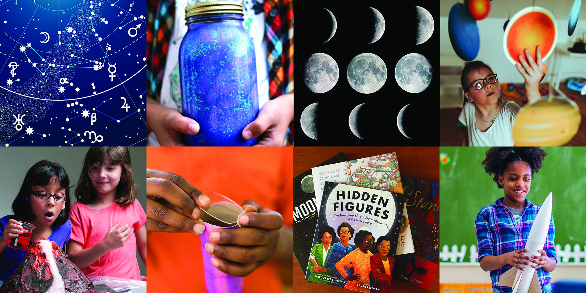 Summer science: multicultural young children doing space exploration activities