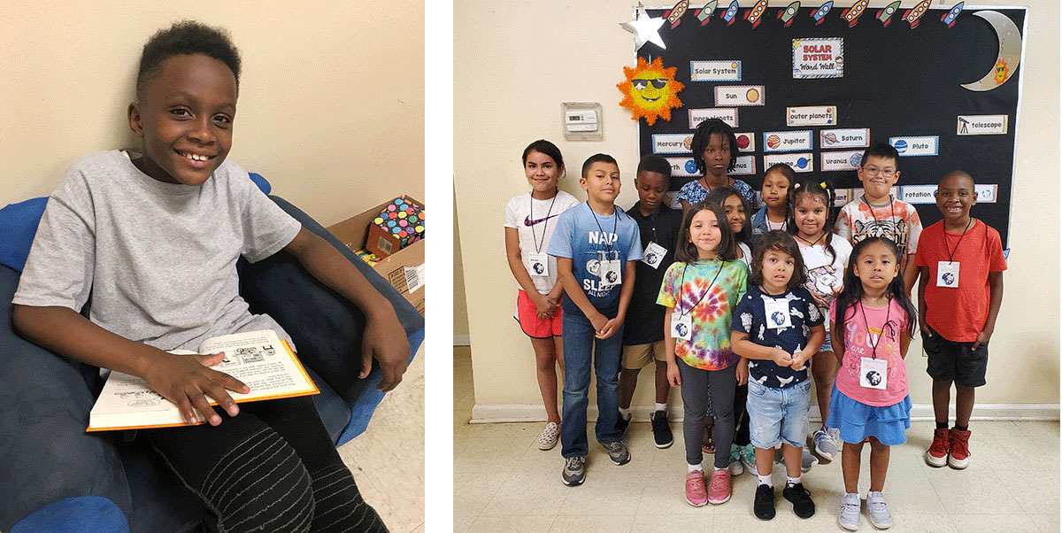 Diverse group of elementary kids in a summer learning program