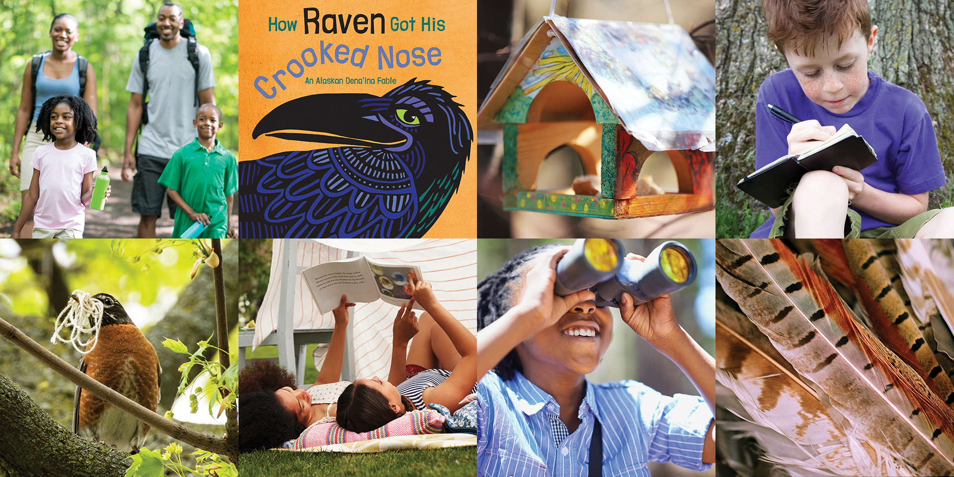 Summer science: multicultural young children doing bird exploration activities