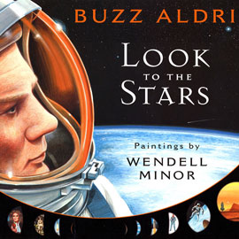 cover of "Look to the Stars" cover of "Look to the Stars" showing man in space suit with edge of Earth behind him