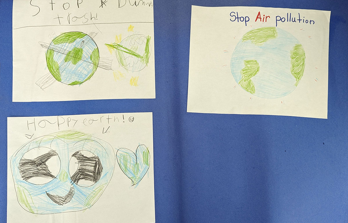 Posters about taking good care of our planet drawn by children
