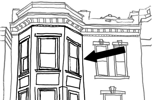 line drawing or urban row house