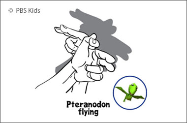 drawing of a hand making a pteranodon shadow puppet