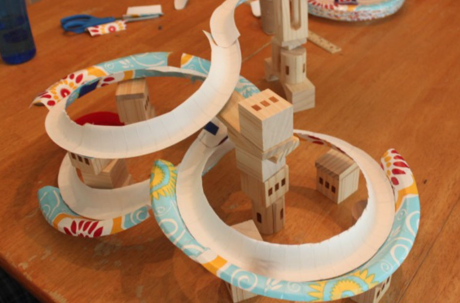 marble run made from paper plates