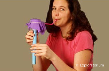 photo of a woman playing a homemade membranophone