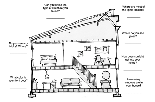 cross-section of a two-story building