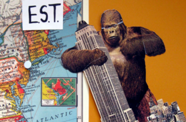 collage of U.S. map and King Kong on the Empire State Building