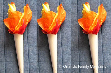 fake torches made out of paper