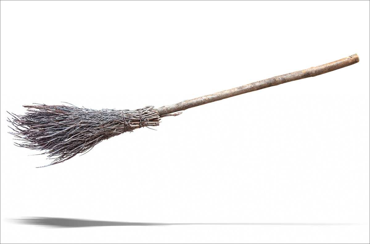 witch broomstick made from sticks and twigs