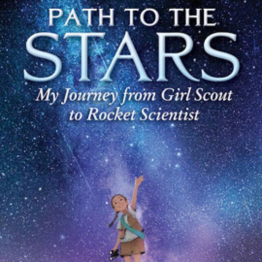 cover of Path to the Stars showing girl in girl scout uniform reaching up to the stars