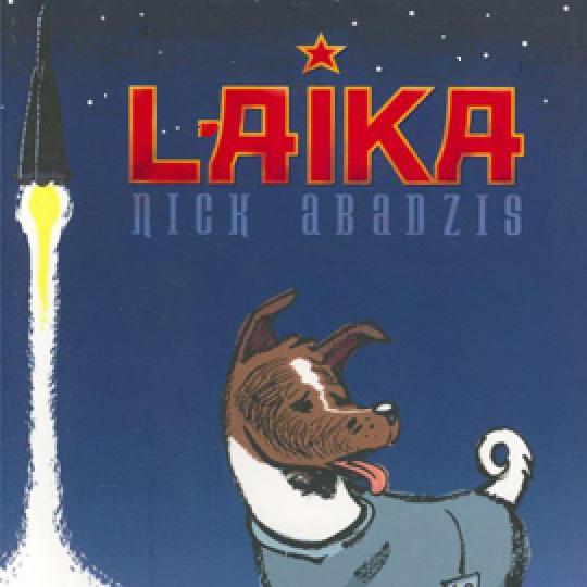 cover of Laika showing a dog and a rocket launching