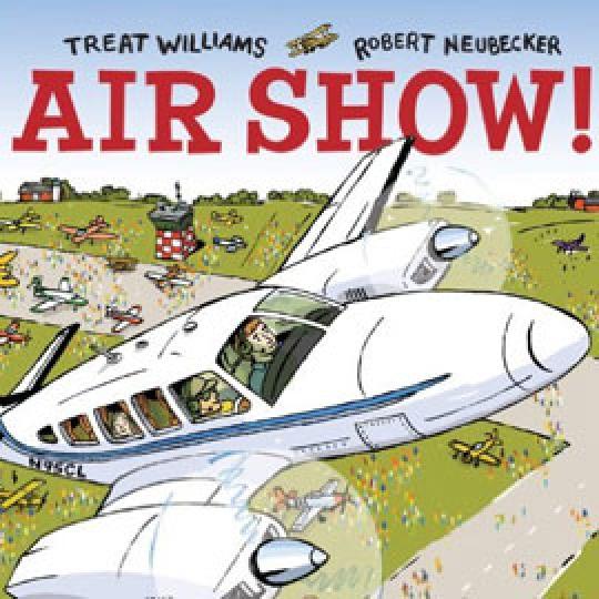 cover of "Air Show" showing a plane flying and other planes on the ground below