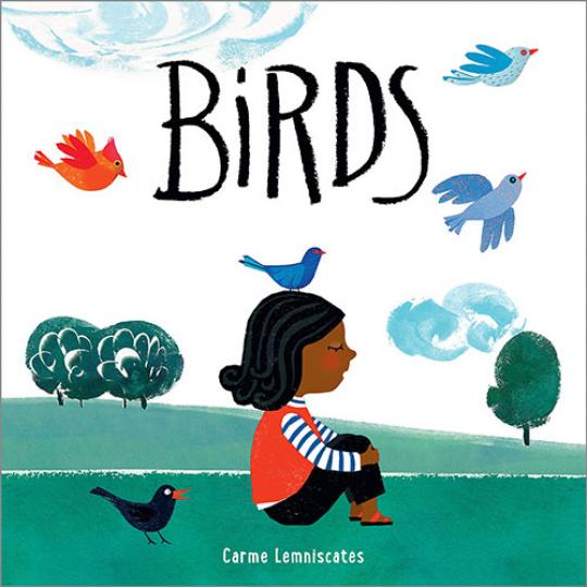 a girl with a bird on her head