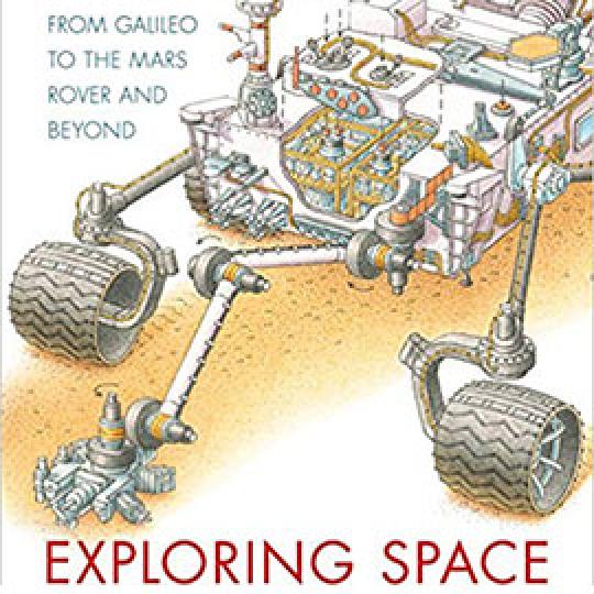 illustrated cover of Exploring Space showing a space rover.