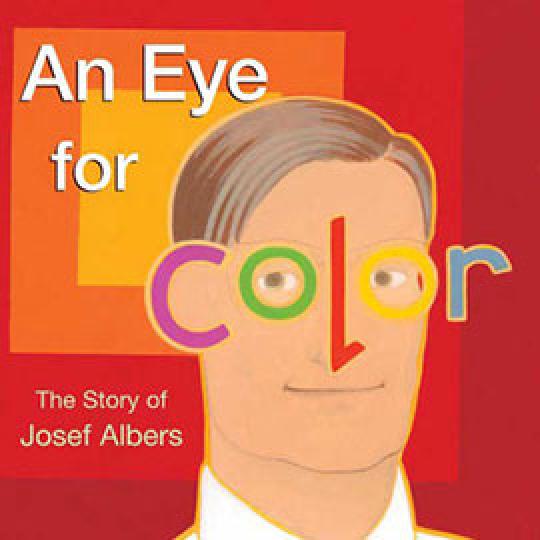 illustrated cover of An Eye for Color showing man and the letters of Color stand in for his ears, eyes, and nose. 