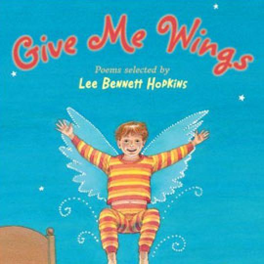 cover of "Give Me Wings" showing a boy with his arms out and transparent wings