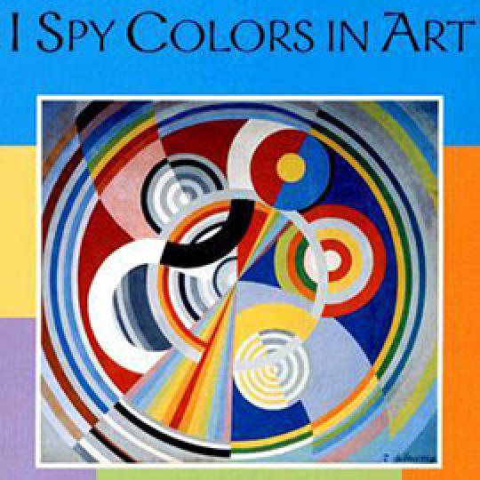 illustrated cover of I Spy Colors in Art showing a pattern of circles in many colors.