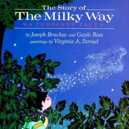 cover of "The Story of the Milky Way" showing an animal made of stars crossing the sky