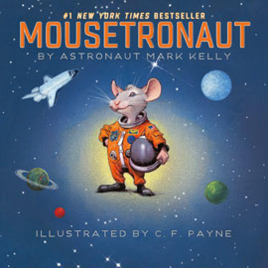 cover of "Mousetronaut" showing a mouse in a space suit