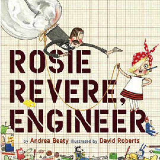 Cover of Rosie Revere Engineer showing a girl with a red bandana in her hair holding a string.