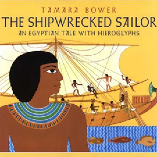 cover of "The Shipwrecked Sailor" showing an Egyptian sailboat