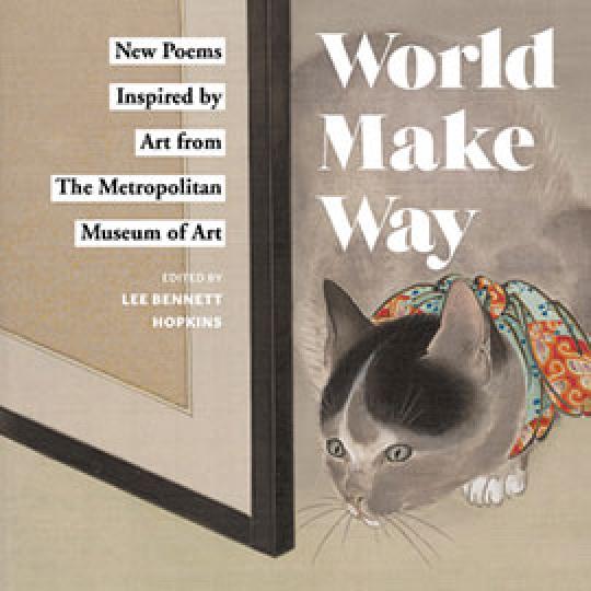 illustrated cover of World Make Way showing cat in bandana sniffing at the corner of a frame