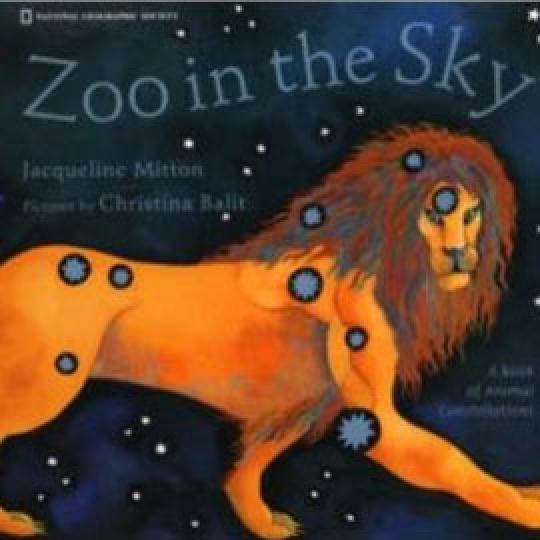 cover of "Zoo In the Sky" showing a lion against the night sky