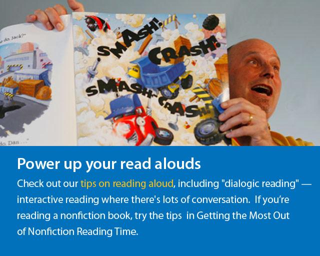 man readin book out loud and text says Power Up Your Read Alouds.