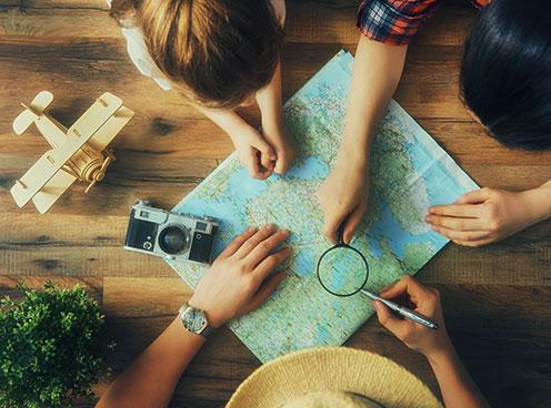 Children looking at a map.