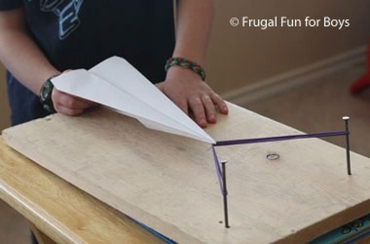 photo of a homemade paper airplane launcher