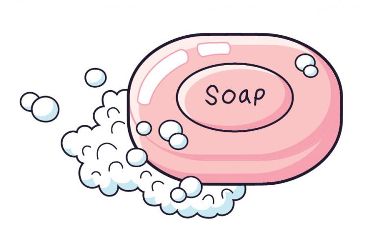 illustration of a sudsy bar of pink soap