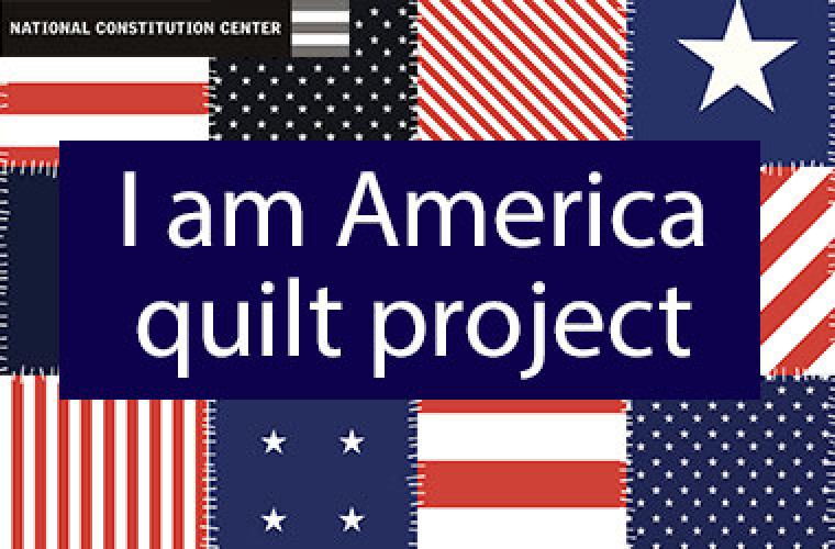 cover of I am America Quilt project activity showing a patchwork quilt background
