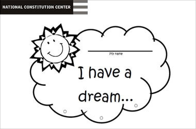 worksheet that says I have a dream and a blank space for a name