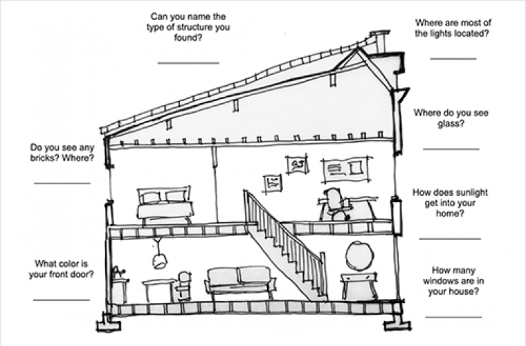 cross-section of a two-story building