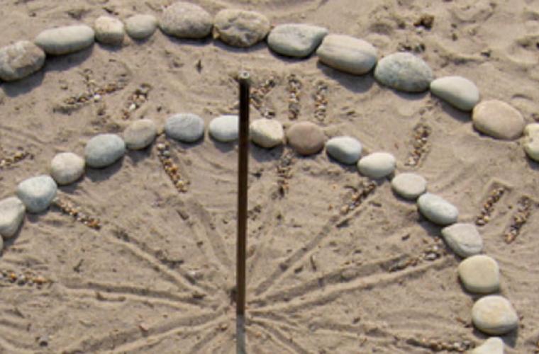 a sundial made of rocks