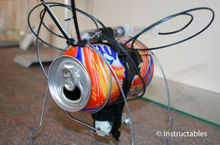 photo of a soda can made to look like a bug with wings