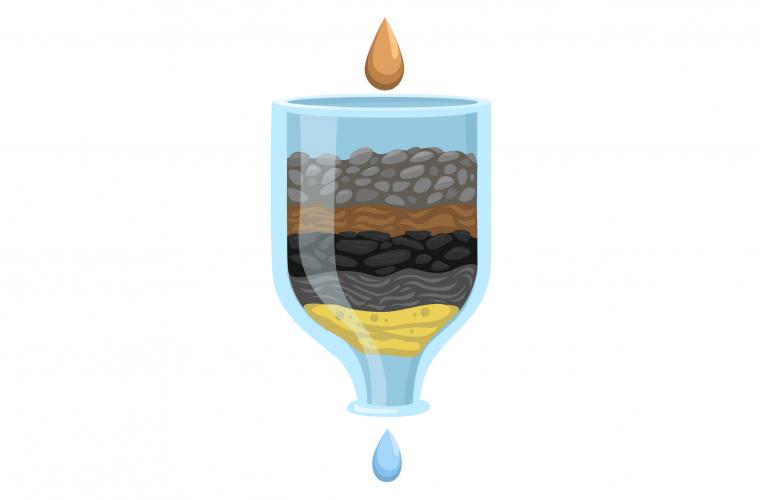 homemade water filter layers illustration