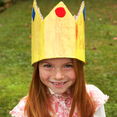 Young girl in a homemade crown.