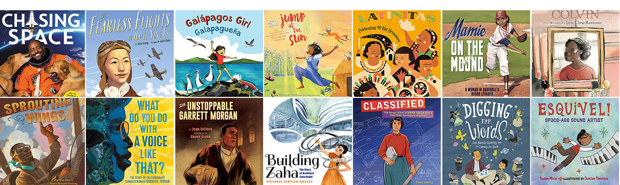 collage of picture book biographies about trailblazing people of color